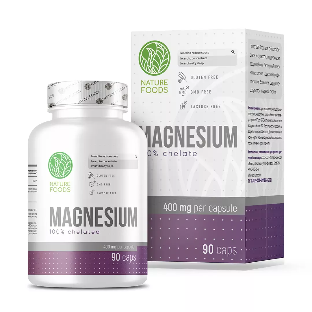 Nature Foods Magnesium Glycinate+B6 600mg 90 caps
