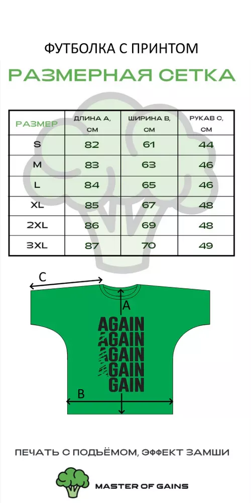Master of Gains Футболка с Принтом GAIN Зеленая