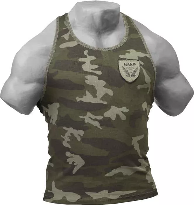Майка тренировочная GASP Utility rib T-back зеленый камуфляж