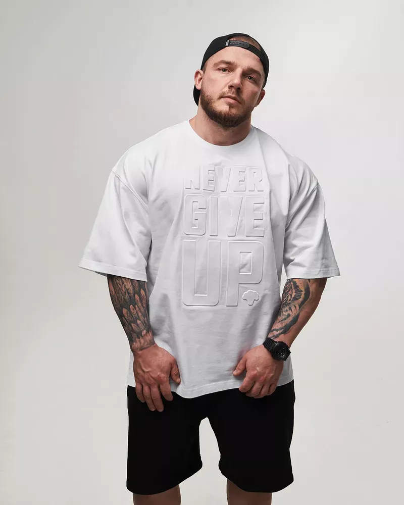 Master of Gains Футболка NEVER GIVE UP Белая