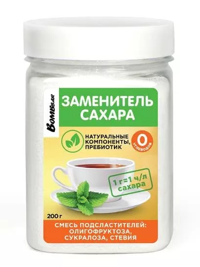 BOMBBAR Заменитель Сахара Олигофруктоза, Сукралоза, Стевия 200g