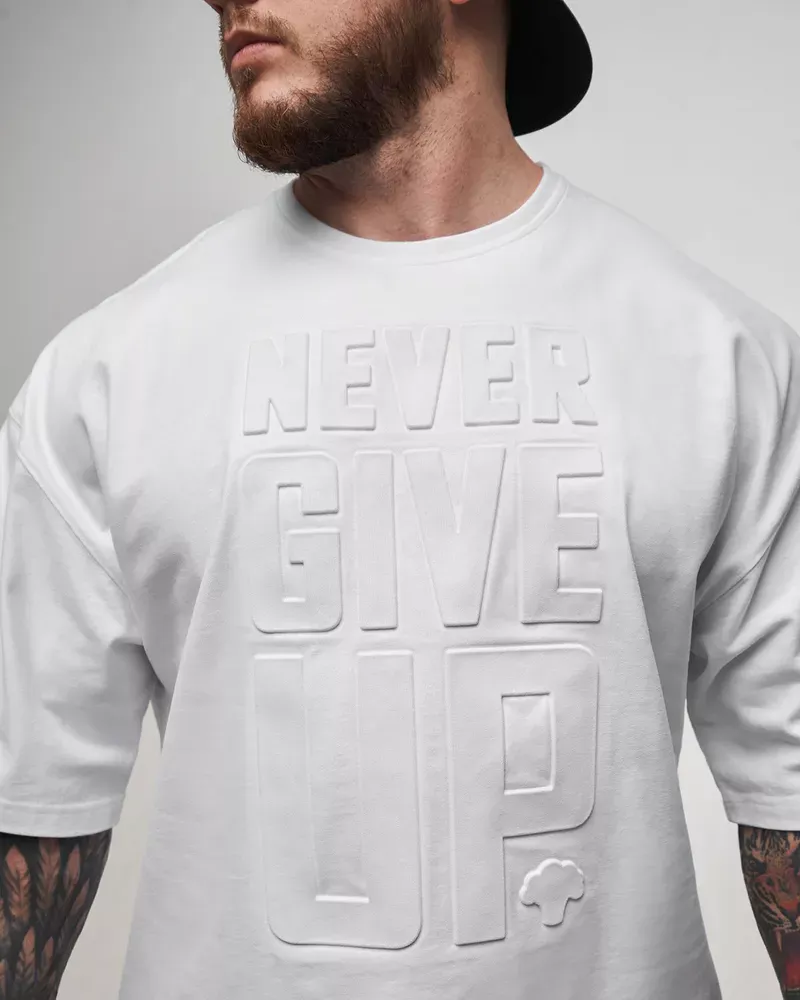 Master of Gains Футболка NEVER GIVE UP Белая