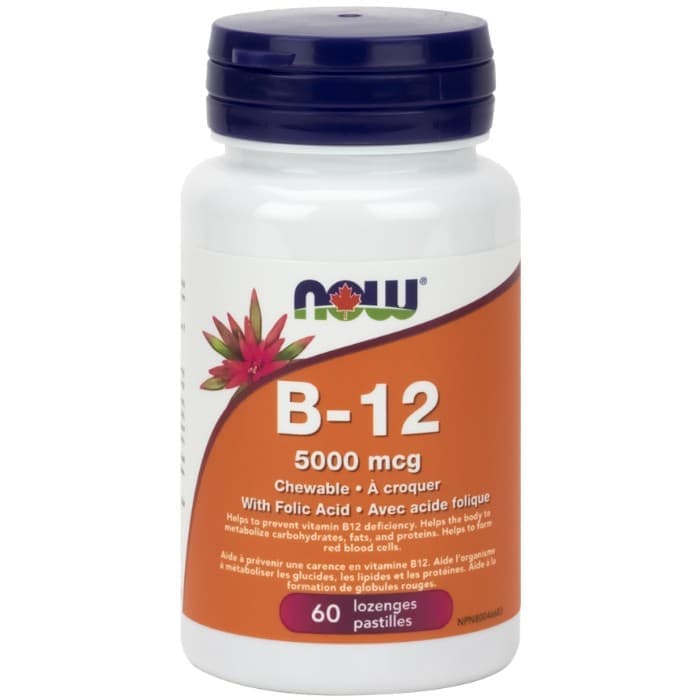 NOW Vitamin B-12 5000 mcg + Folic Acid 60 tabs фото