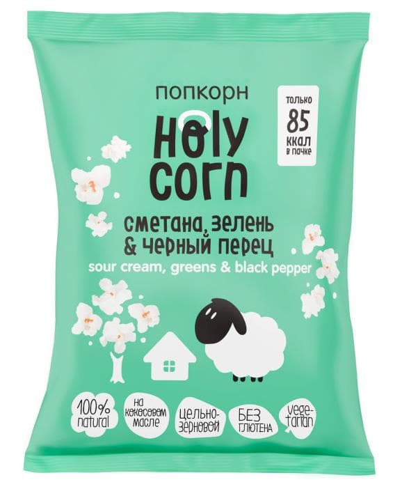 Holy Corn Кукуруза воздушная (попкорн) шт. (Сметана, зелень, черный перец) фото