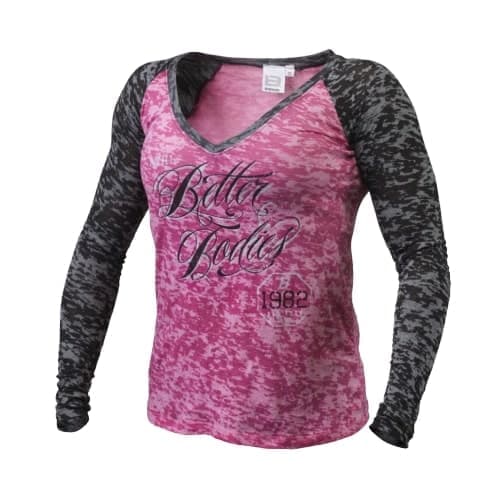 Better Bodies Burn out l/s, футболка с длинным рукавом, розовая с черным